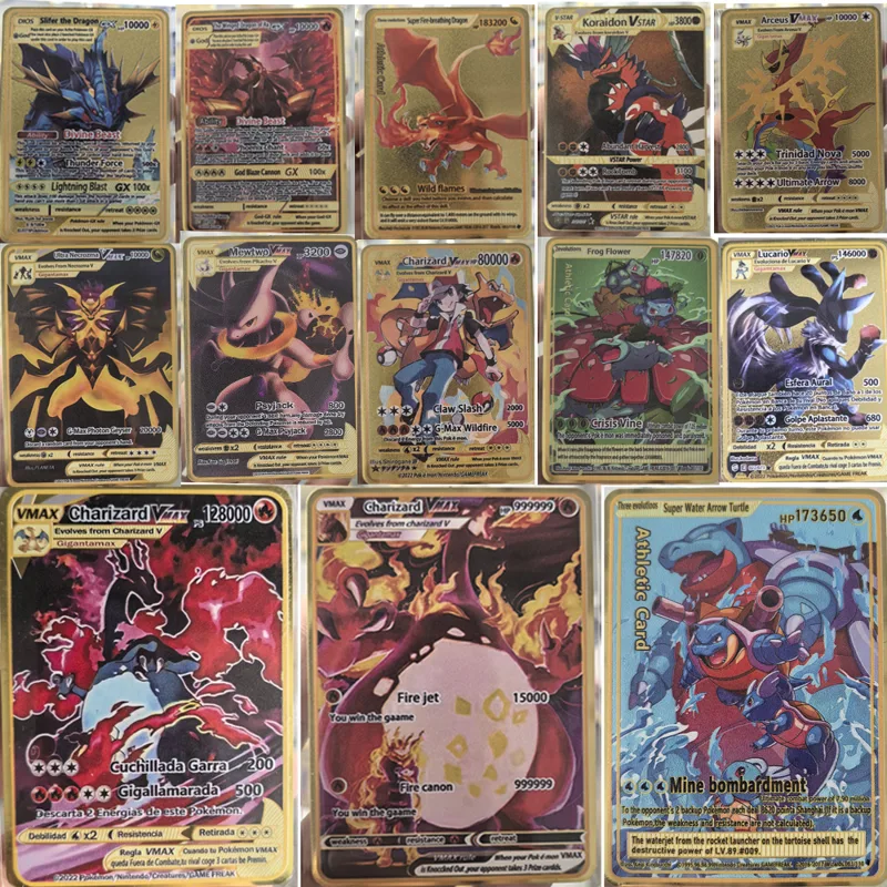Pokemon Binder Card - 10000HP Charizard Vmax Pokemon-Karten Metall Englische