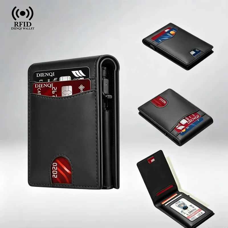 Card Top Loader - Luxusmarke Geschäfts-Kreditkartenhalter Herren-Geldbörse RFID Hochwertige Brieftasche