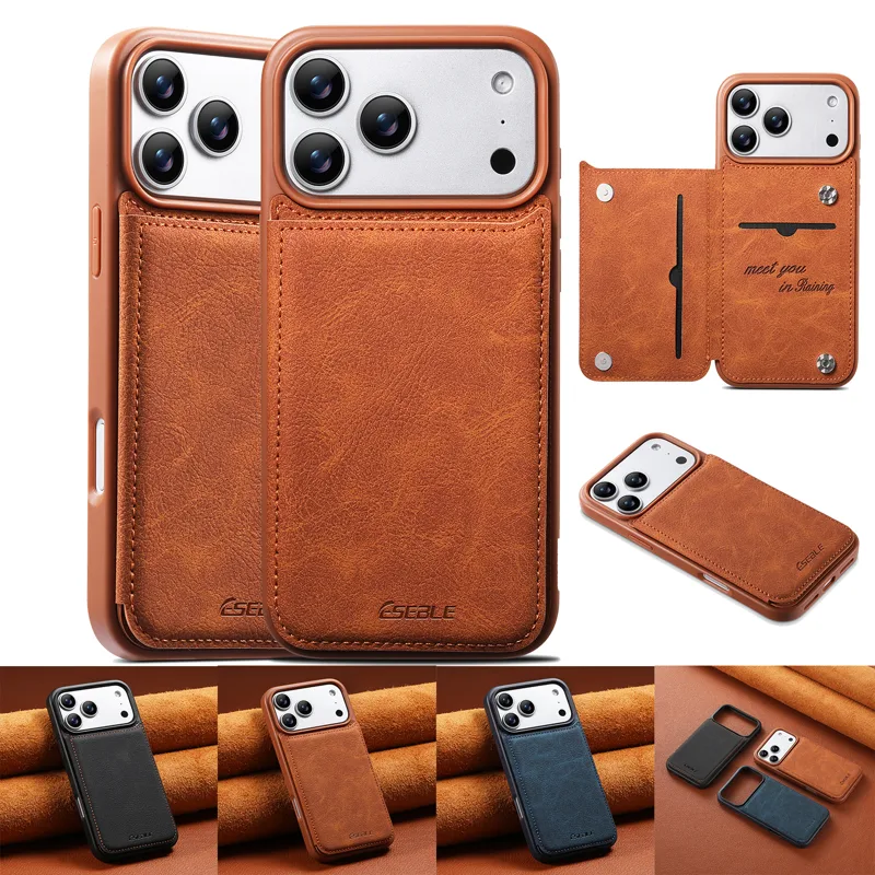 Card Top Loader - Luxus Retro Flip Karte Leder Telefon