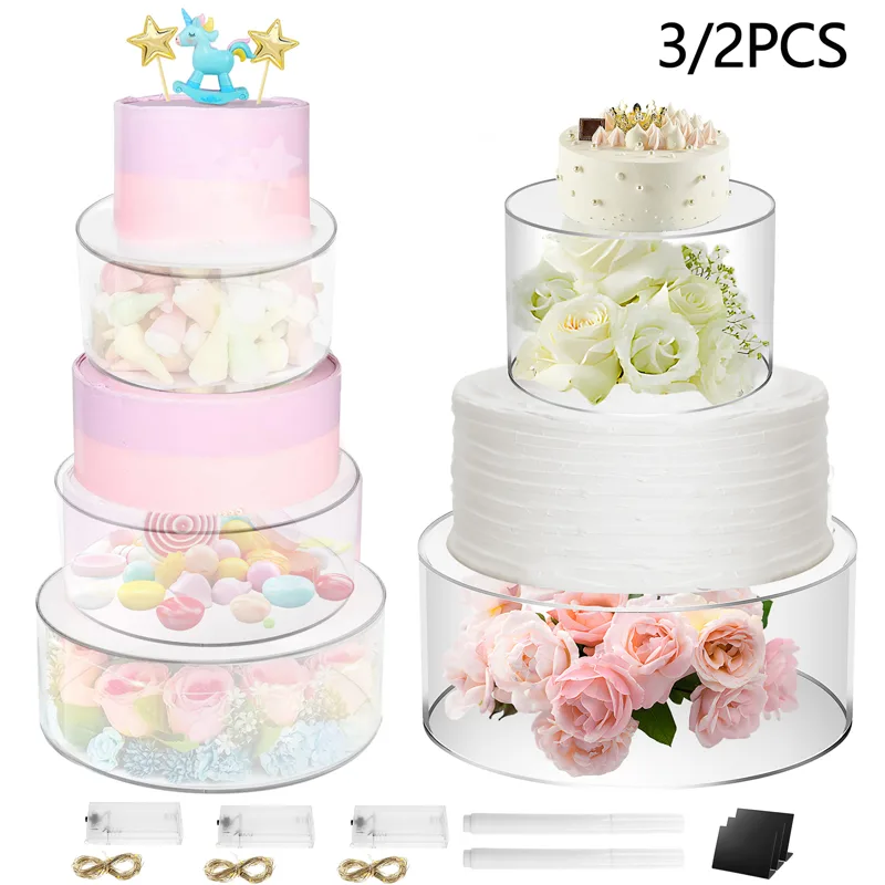 Display Risers Set - 3/2Pcs Acryl Kuchen Display Board Runde