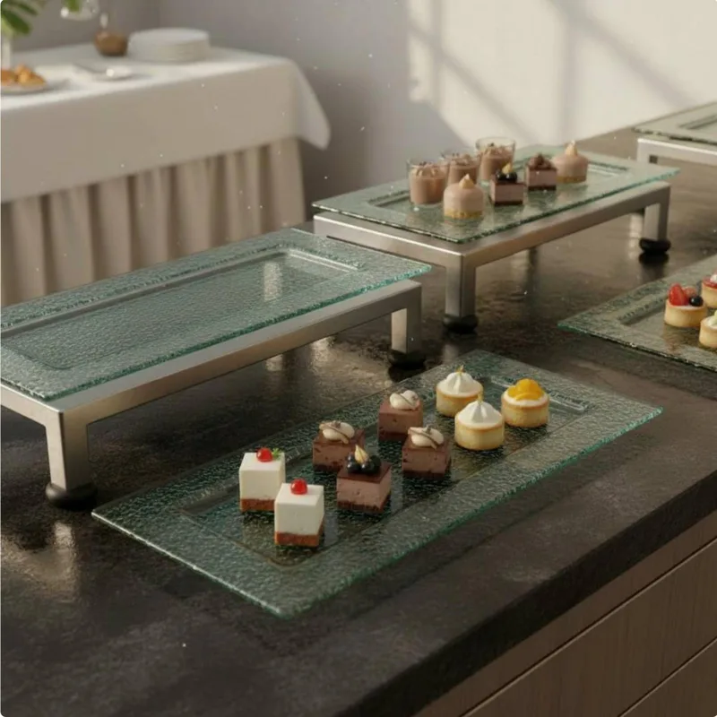Display Risers Set - 3-stöckiger Servierständer Multifunktionaler 3-stufiger Präsentationsständer Rechteckiger