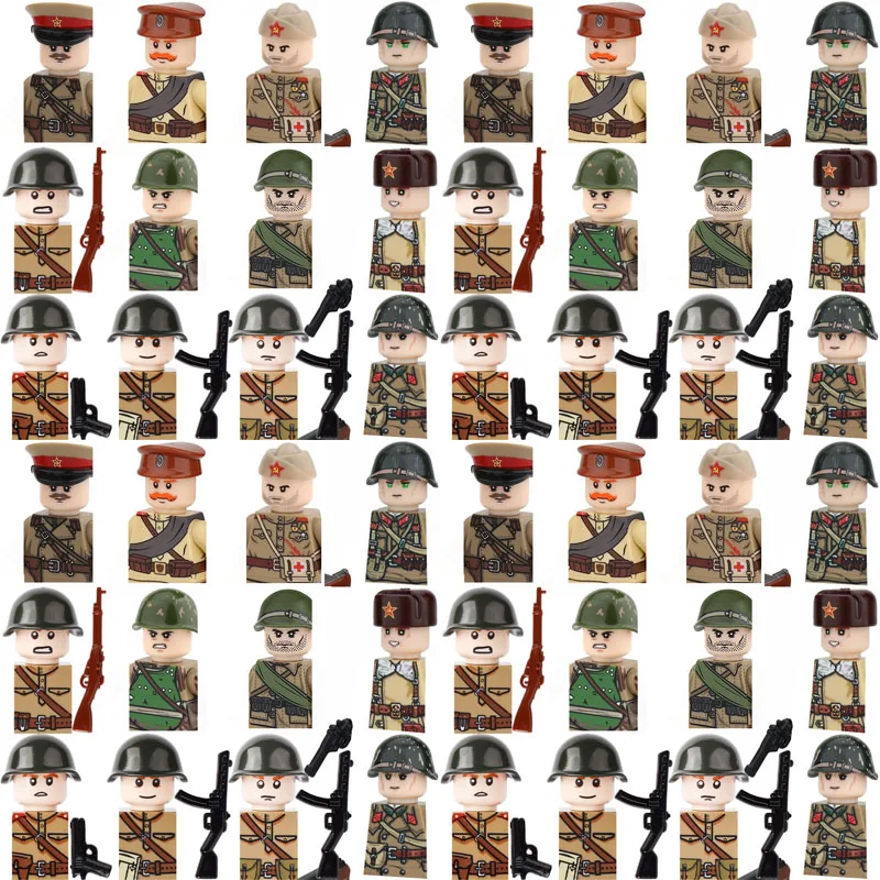 Lego Minifigure Holder - MOC Militär Sowjetische Soldatenfiguren Bausteine Rote