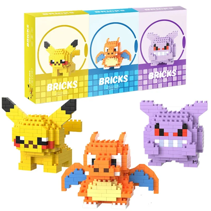 Building Block Mini - Pokemon Mikro-Bausteine Pikachu Dragonite Gengar Mini-Bricks