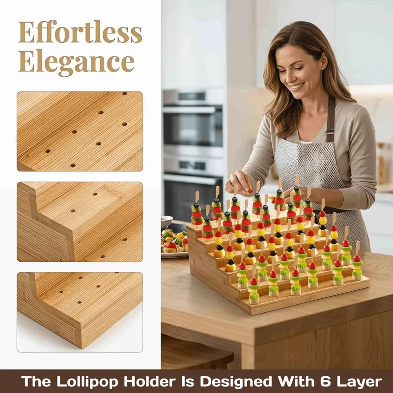 Display Risers Set - Holz-Lollipop-Halter-Displayständer, tragbarer Saugnapf-Ständer, Kuchenständer, Präsentationsständer für