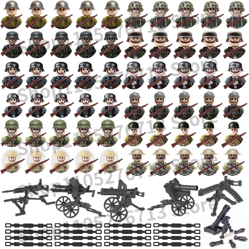 Lego Minifigure Holder - 25-teiliges Set Militär-Bausteine aus dem Zweiten