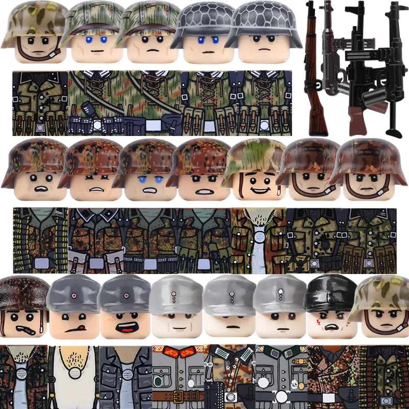 Lego Minifigure Holder - Kinder-Spielzeug Militär Deutsche Gepanzerte Soldaten-Figuren Bausteine